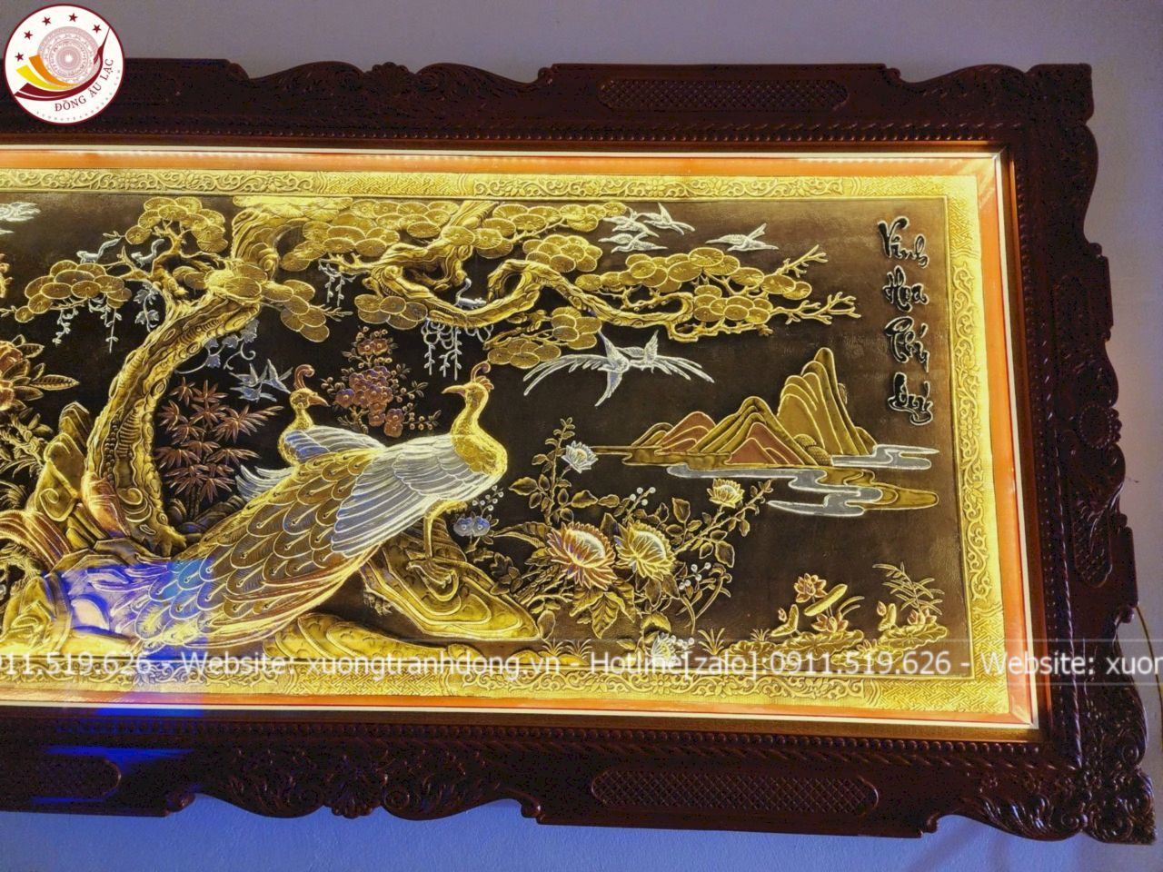 tranh vinh hoa phu quy bang dong vang dat vang bac khung duc kich thuoc 1m97x1m07 xuong tranh dong