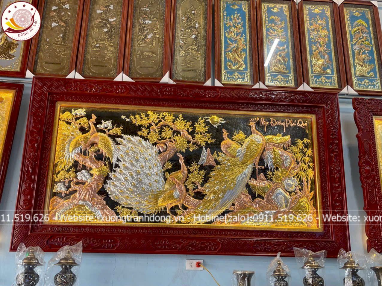 tranh ngoc duong phu quy dong vang dat vang bac khung duc hoa van kich thuoc 2m3x1m2