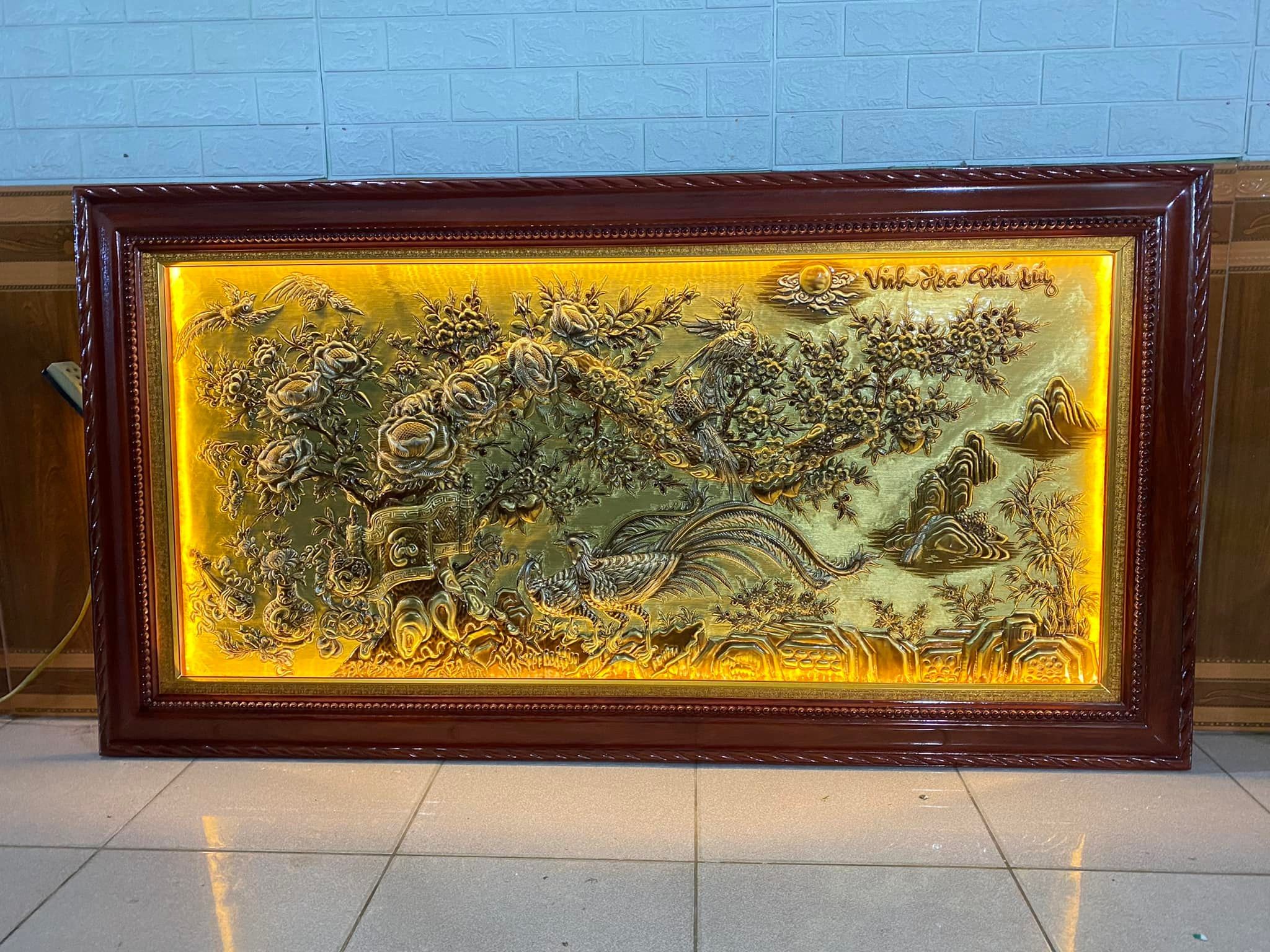 tranh vinh hoa phu quy bang dong vang gia co kich thuoc 1m7x90cm xuong tranh dong