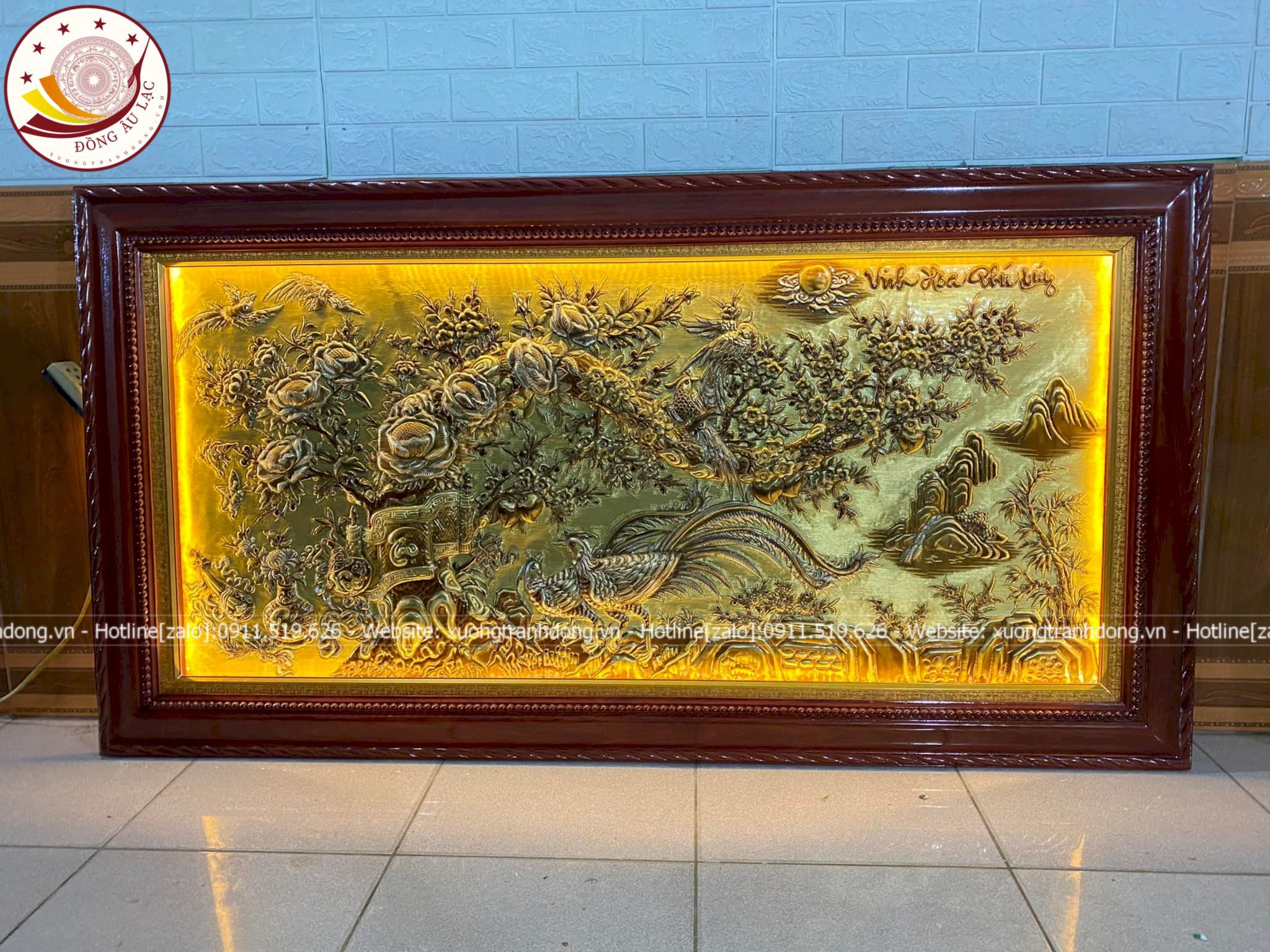 tranh vinh hoa phu quy bang dong vang gia co kich thuoc 1m7x90cm xuong tranh dong