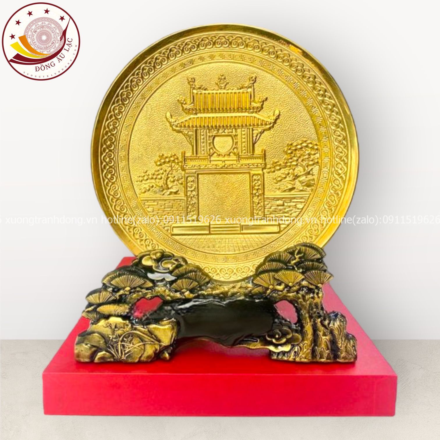 tranh qua tang danh lam van mieu bang dong vang ma vang 24k de ban duong kinh 20cm mau 1 xuong tranh dong