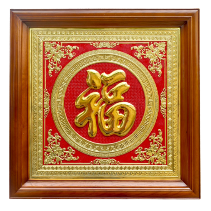 tranh chu phuc 68x68cm khung soi ma vang chu