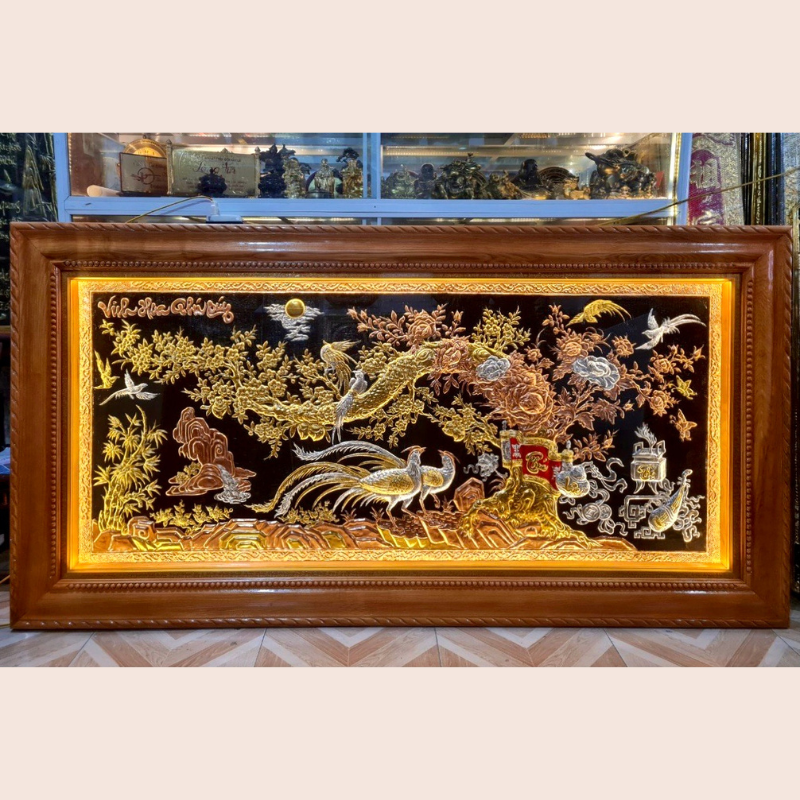 tranh vinh hoa phu quy bang dong do dat vang bac kich thuoc 2m3x1m2
