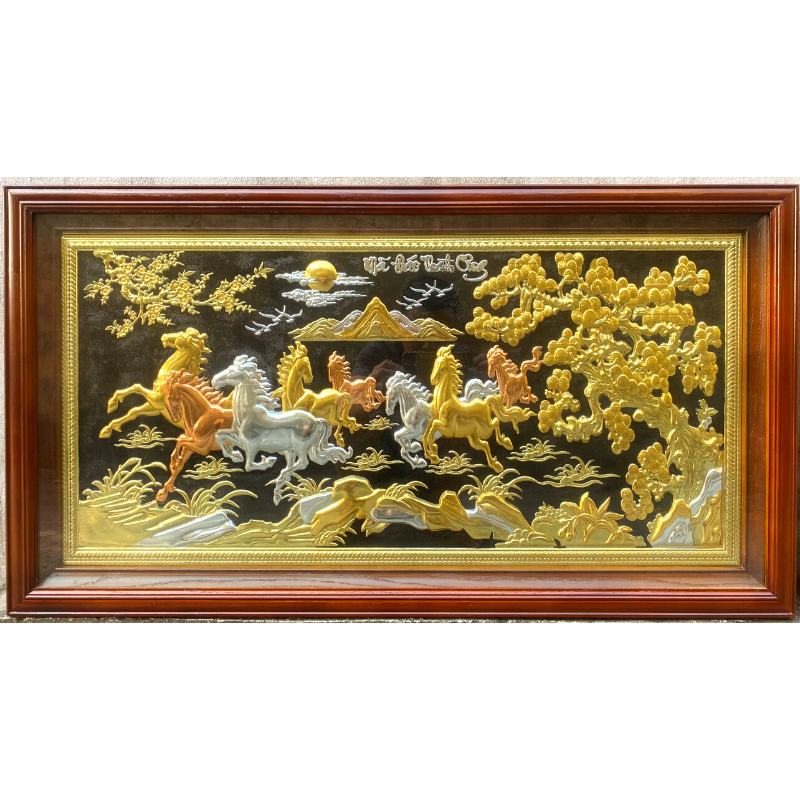 tranh qua tang cao cap tranh ma dao thanh cong bang dong ma vang 14k nen den thuc tay thu cong kt 88 48cm
