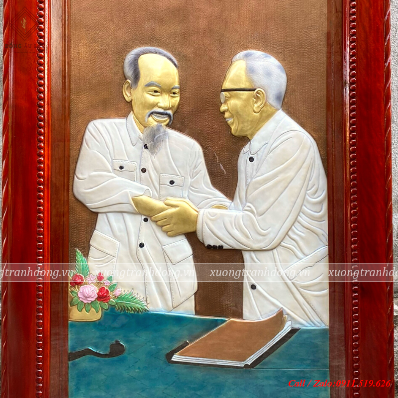 tranh bac ho bac giap bang dong vang 60 100cm