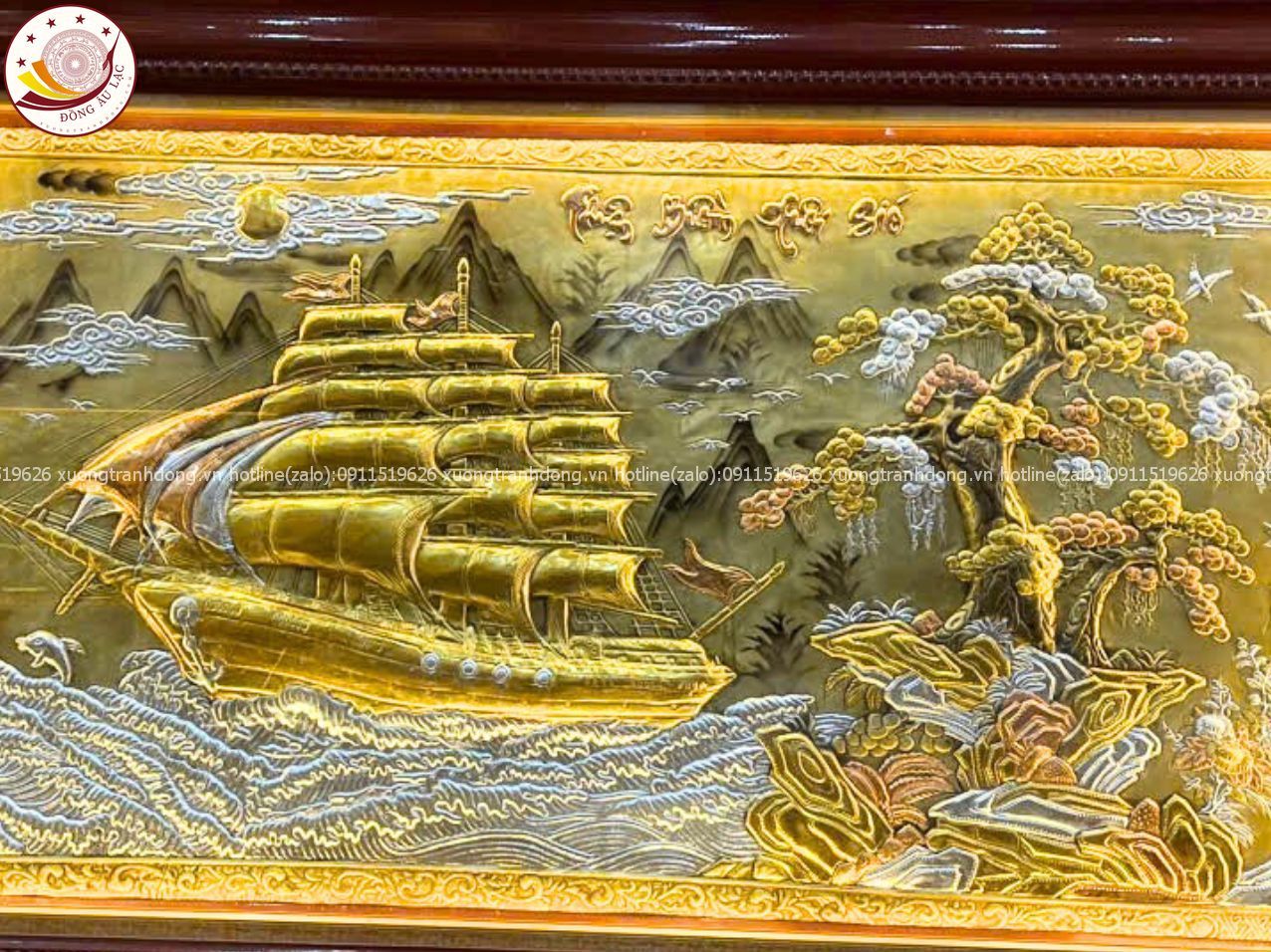 tranh thuan buom xuoi gio bang dong vang xuoc dat vang kt 1m20x2m30 xuong tranh dong