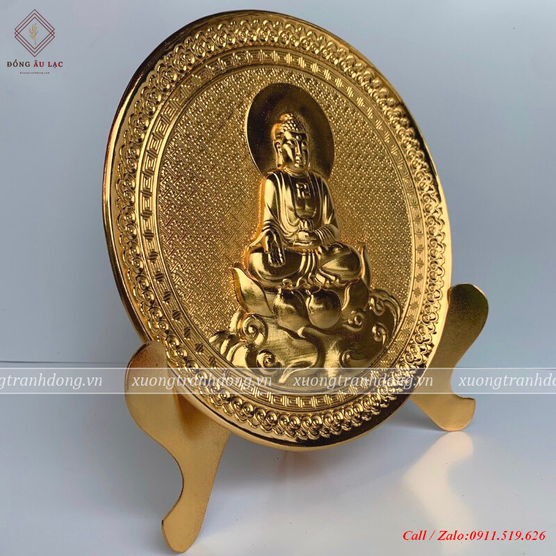 tranh dia phat thich ca kich thuoc 21cm ma vang 24k