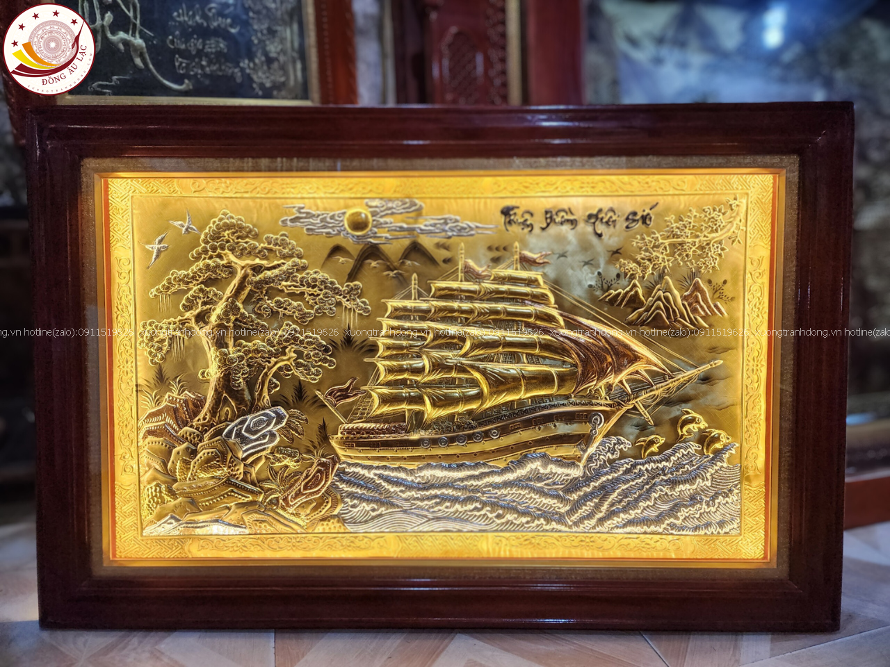 tranh qua tang thuan buom xuoi gio dong vang nen xuoc dat kich thuoc 72x112cm mau 1 xuong tranh dong