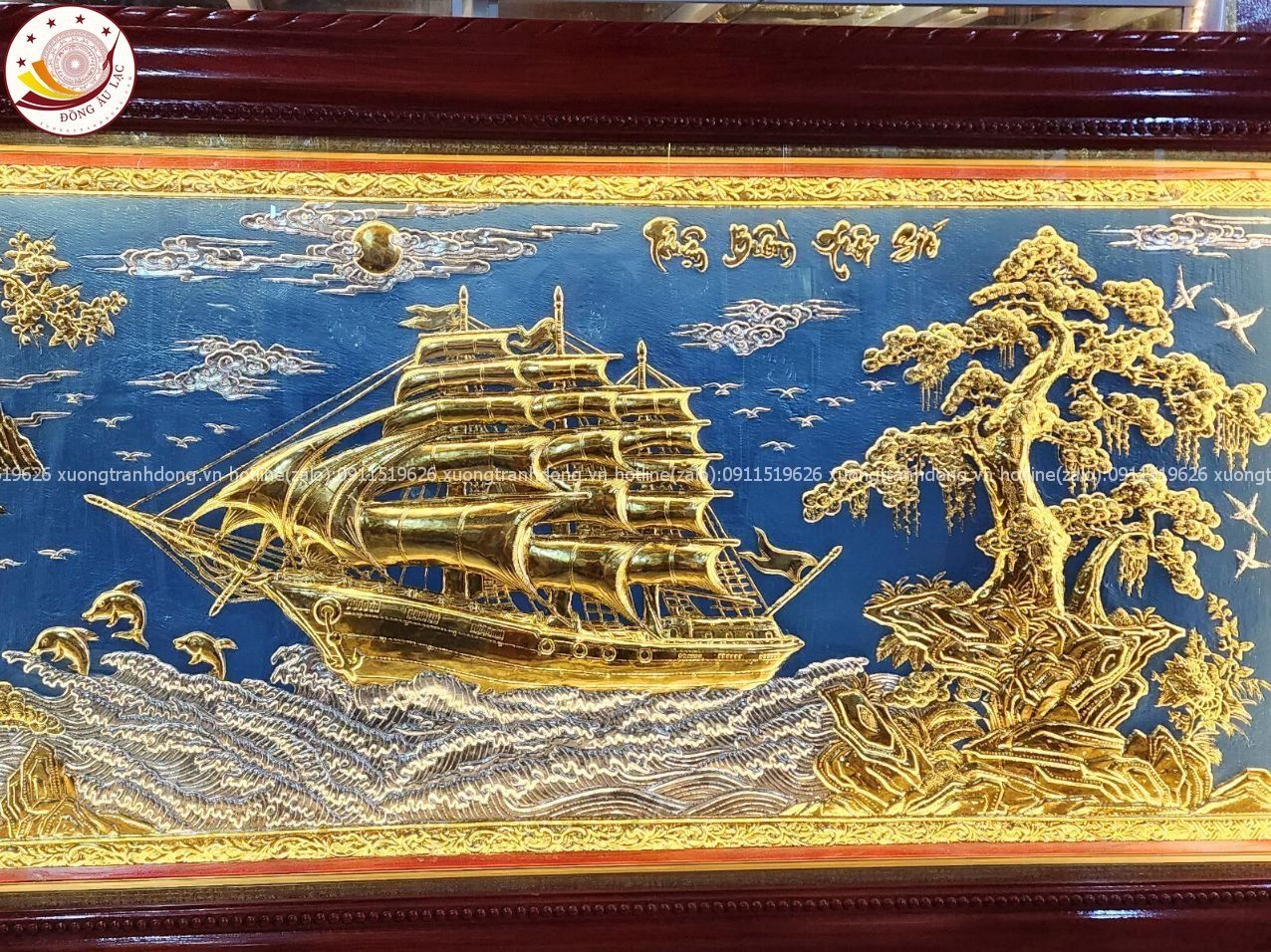 tranh thuan buom xuoi gio bang dong vang dat vang kt 1m20x2m30 xuong tranh dong