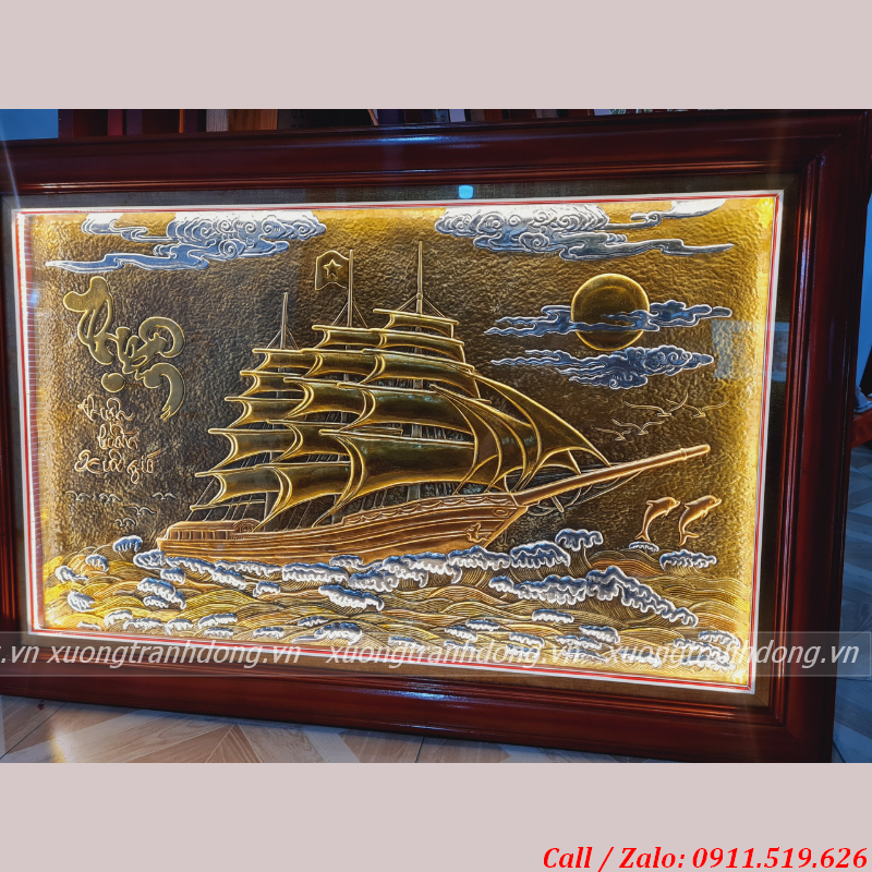 tranh thuan buom xuoi gio bang dong vang kich thuoc 75 115