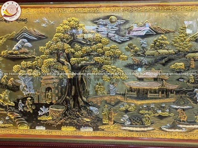 tranh coi nguon que huong bang dong vang dat vang bac kt 2m3x1m2