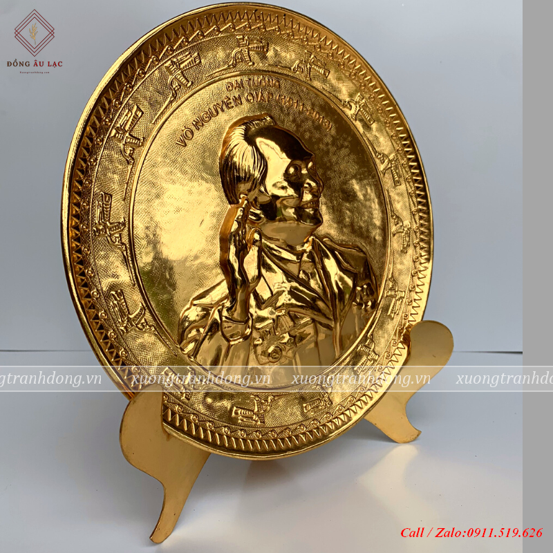 tranh dia bac giap duong kinh 21cm dat vang 24k
