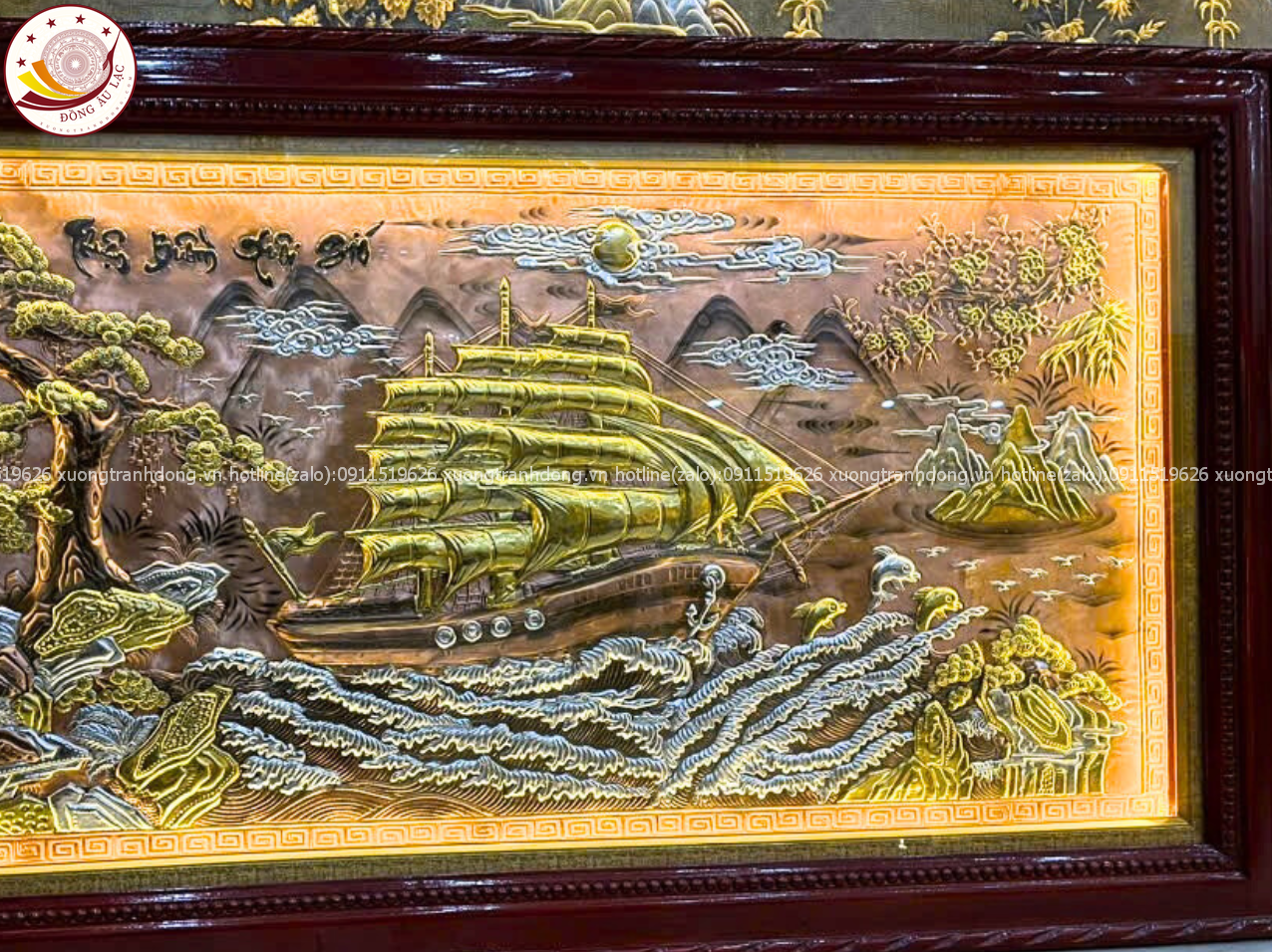 tranh thuan buom xuoi gio bang dong do xuoc dat vang kt 90cmx170cm xuong tranh dong