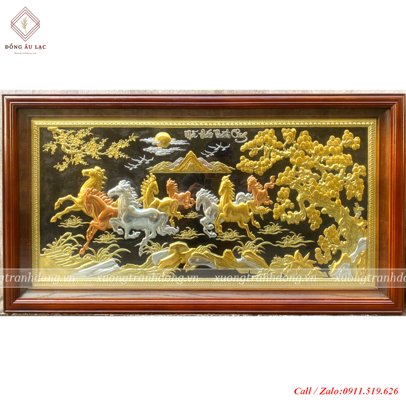 tranh qua tang cao cap tranh ma dao thanh cong bang dong ma vang 14k nen den thuc tay thu cong kt 88 48cm