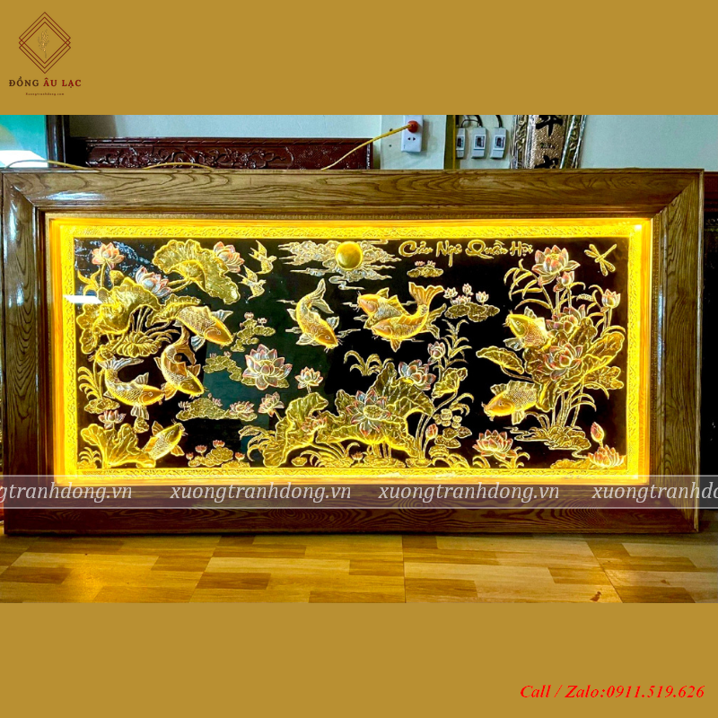 tranh đồng treo phòng thờ