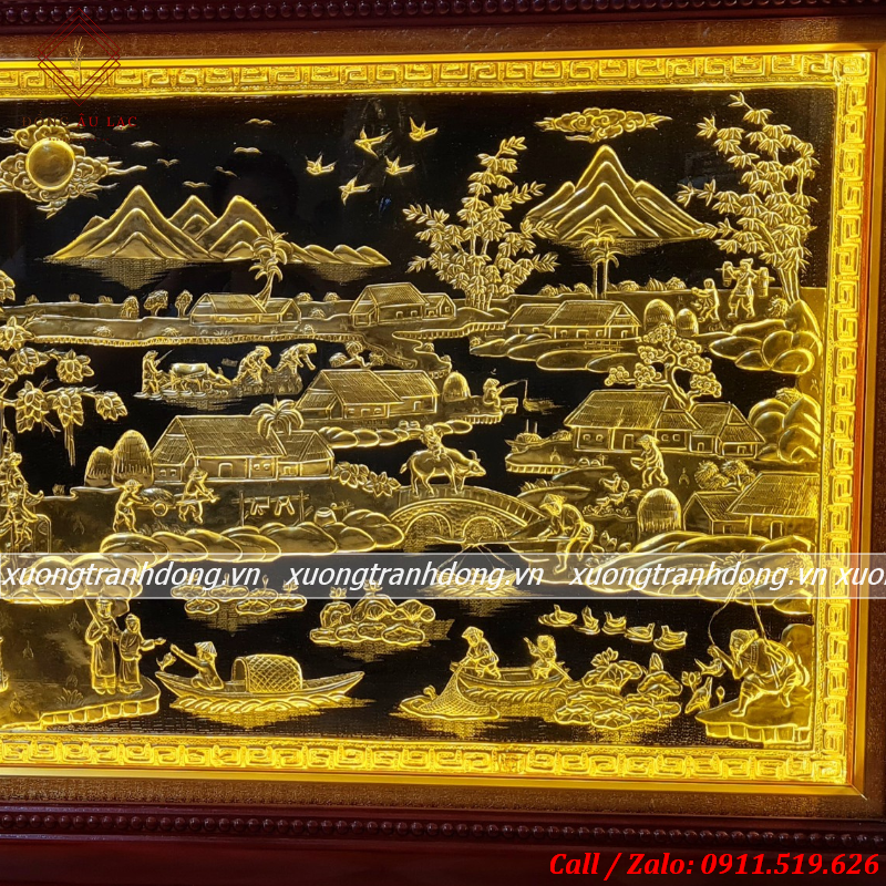 tranh dong coi nguon que huong dong vang dat vang kt 1m97x1m07