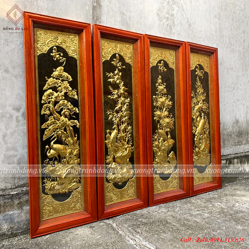 tranh tu quy 4 mua ma vang nen den 41x127cm