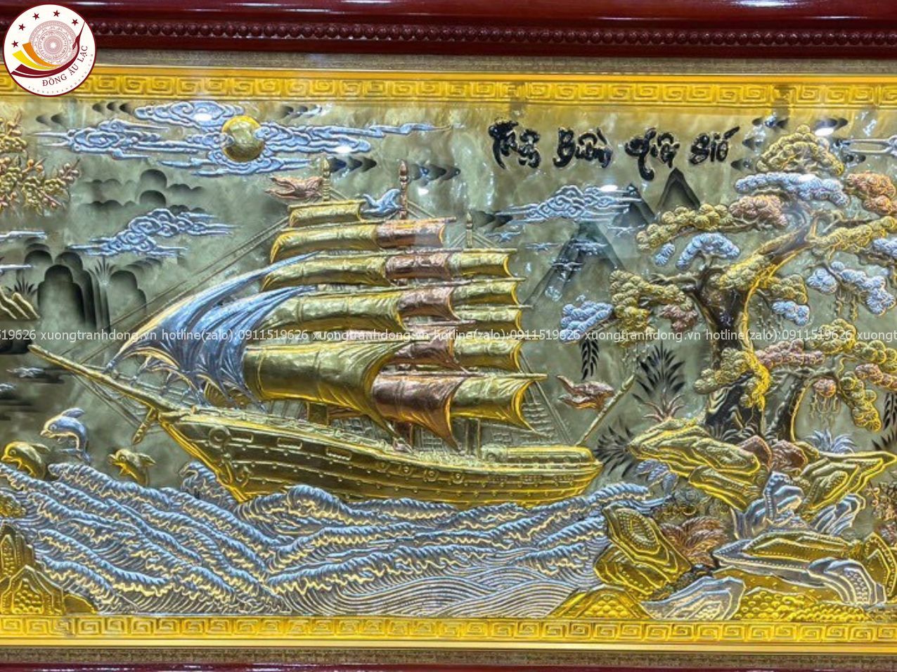 tranh thuan buom xuoi gio bang dong vang xuoc dat vang kt 90cmx170cm xuong tranh dong