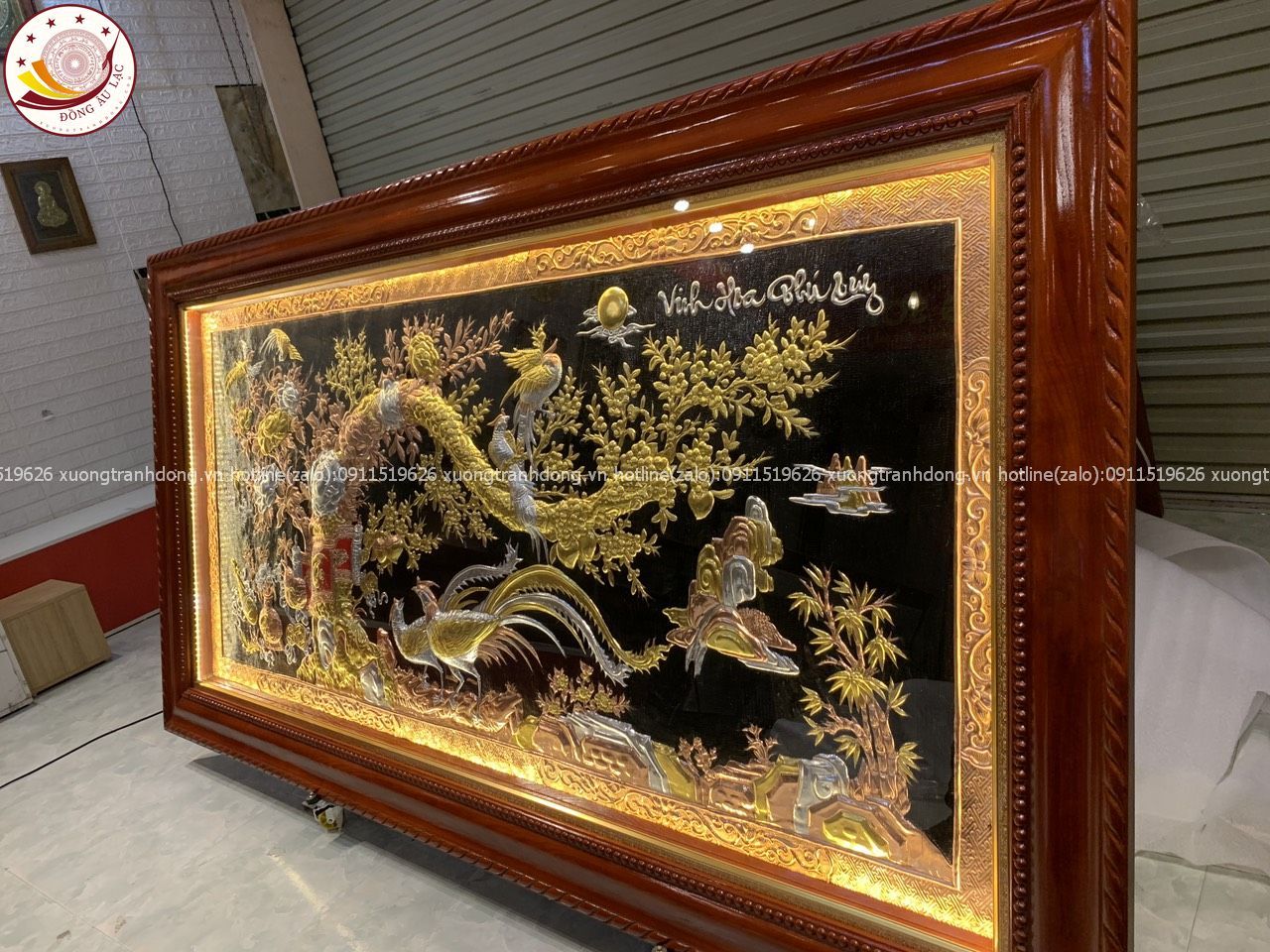 tranh vinh hoa phu quy bang dong do dat vang bac kich thuoc 1m33x2m54 xuong tranh dong