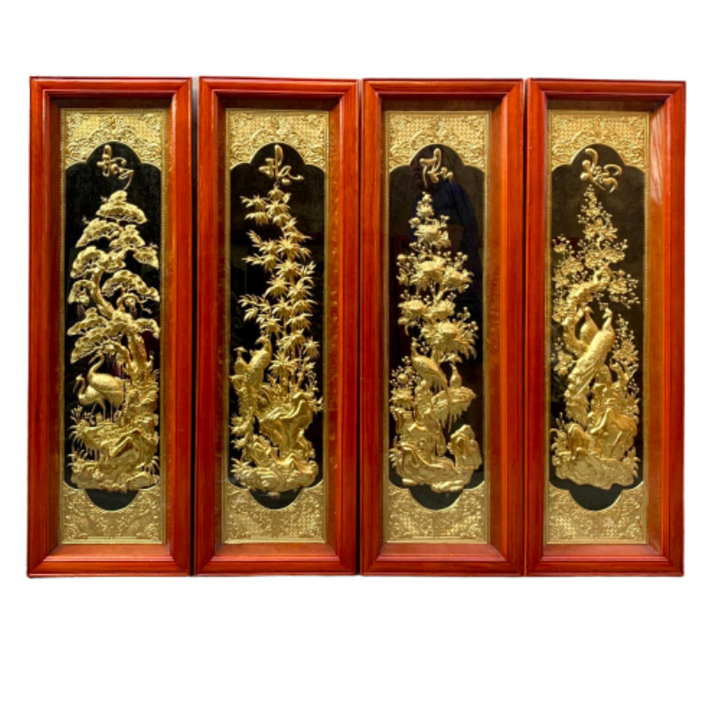 tranh tu quy 4 mua ma vang nen den 41x127cm