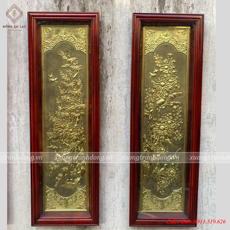 tranh tu quy 41x127cm gia co