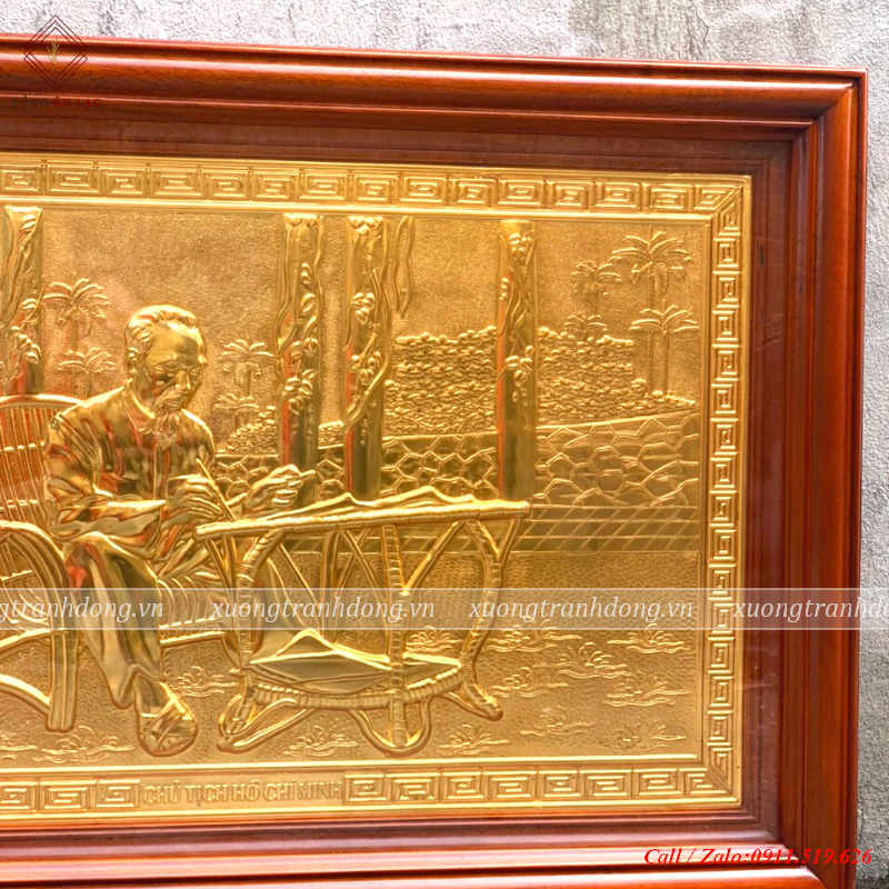 tranh bac ho ma vang toan bo 61x88cm