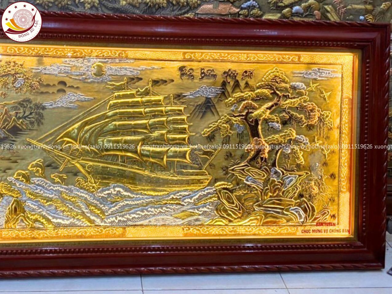 tranh thuan buom xuoi gio bang dong vang xuoc dat vang kt 90cmx170cm xuong tranh dong