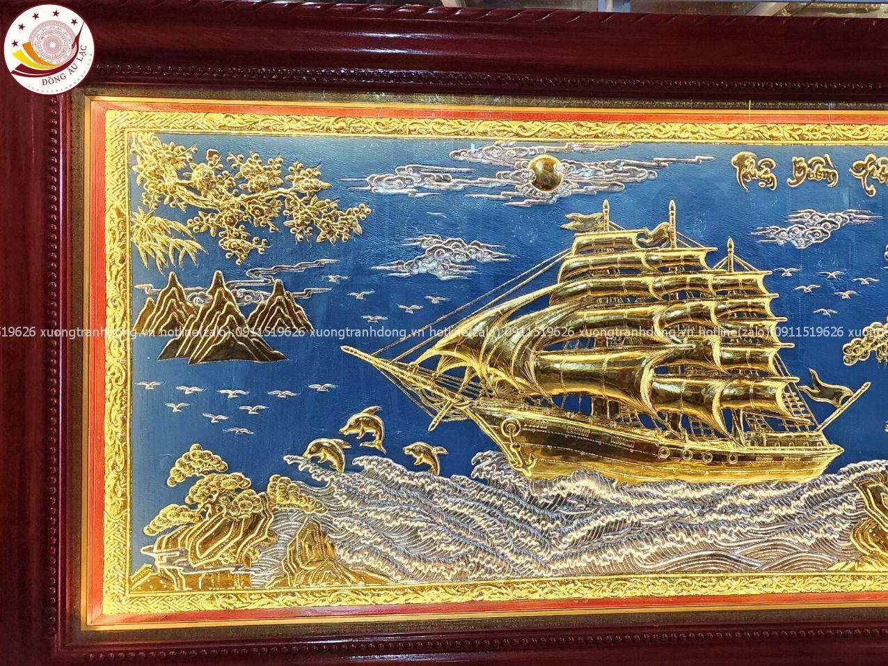 tranh thuan buom xuoi gio bang dong vang dat vang kt 1m20x2m30 xuong tranh dong