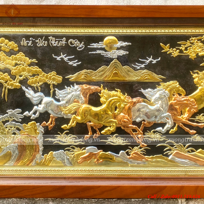 tranh qua tang cao cap tranh ma dao thanh cong bang dong nen den ma vang 14k kt 88 48cm