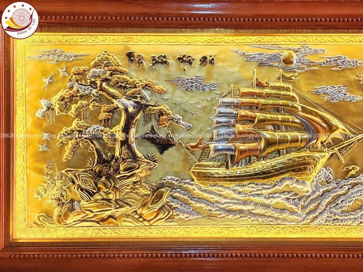 tranh thuan buom xuoi gio bang dong vang xuoc dat vang kt 90cmx170cm xuong tranh dong
