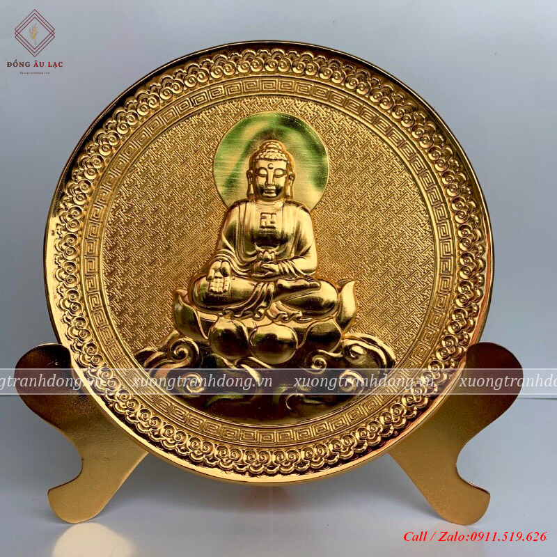 tranh dia phat thich ca kich thuoc 21cm ma vang 24k