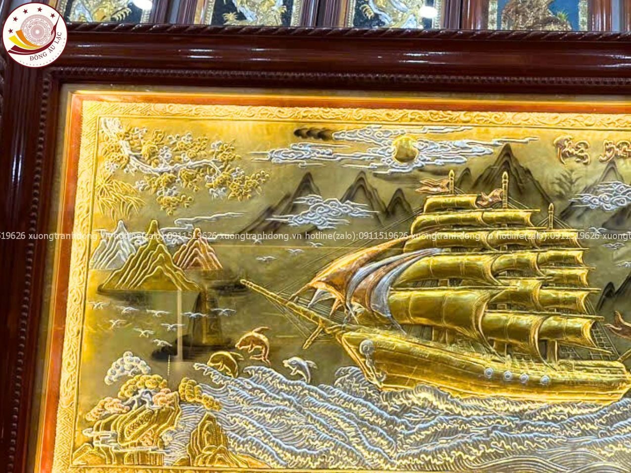 tranh thuan buom xuoi gio bang dong vang xuoc dat vang kt 1m20x2m30 xuong tranh dong