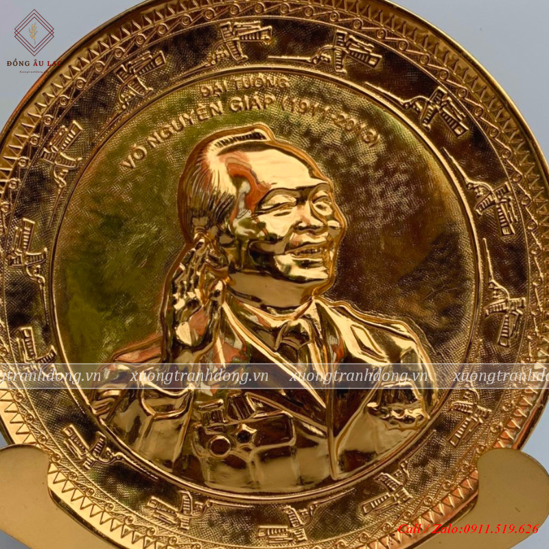 tranh dia bac giap duong kinh 21cm dat vang 24k