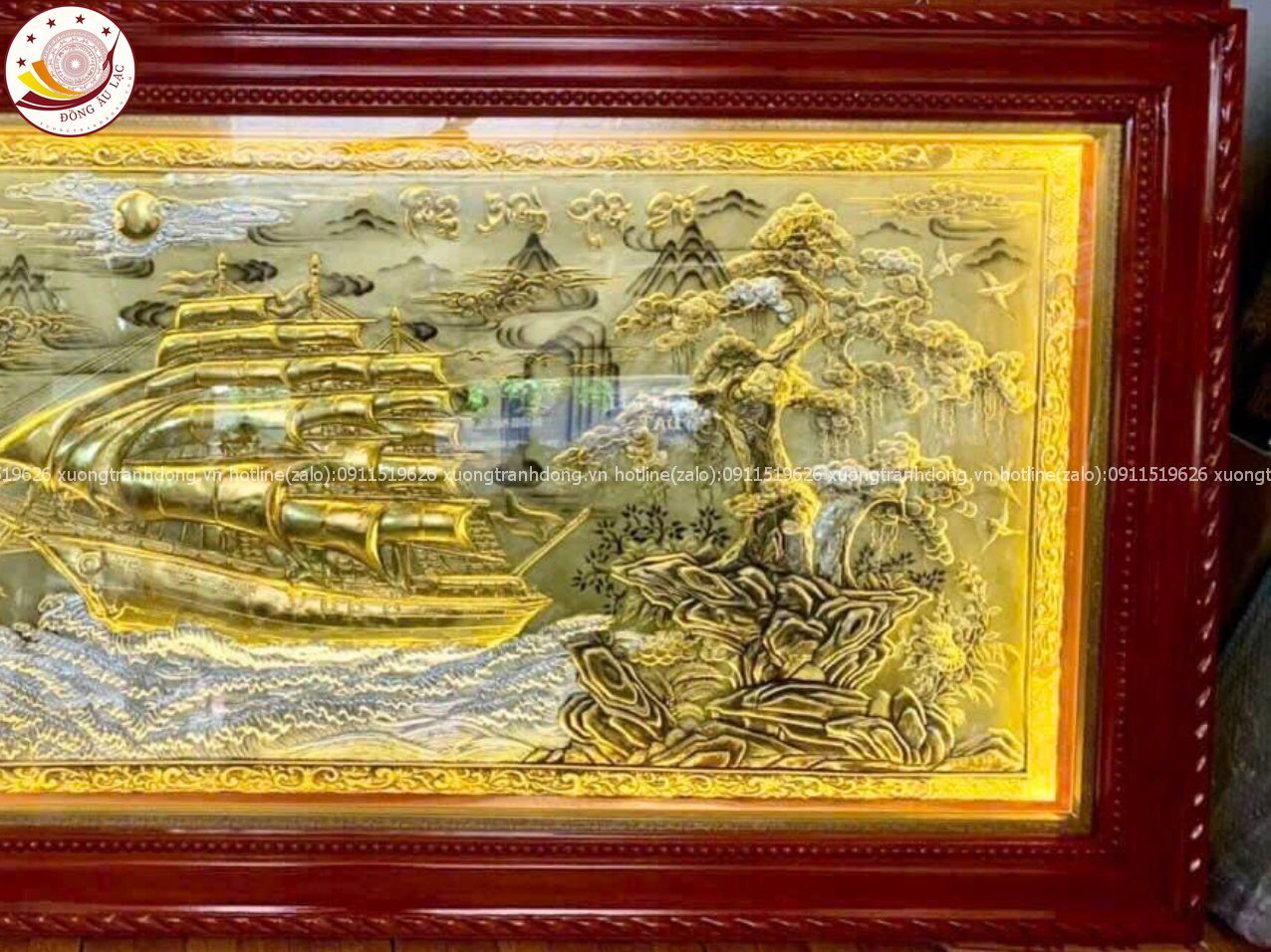 tranh thuan buom xuoi gio bang dong vang xuoc dat vang kt 1m20x2m30 xuong tranh dong