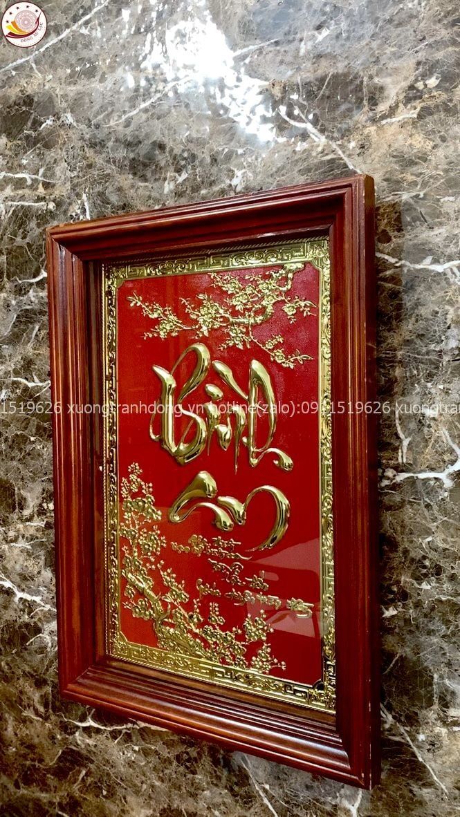 tranh qua tang chu binh an bang dong vang ma vang 24k kich thuoc 48x68cm mau 1 xuong tranh dong