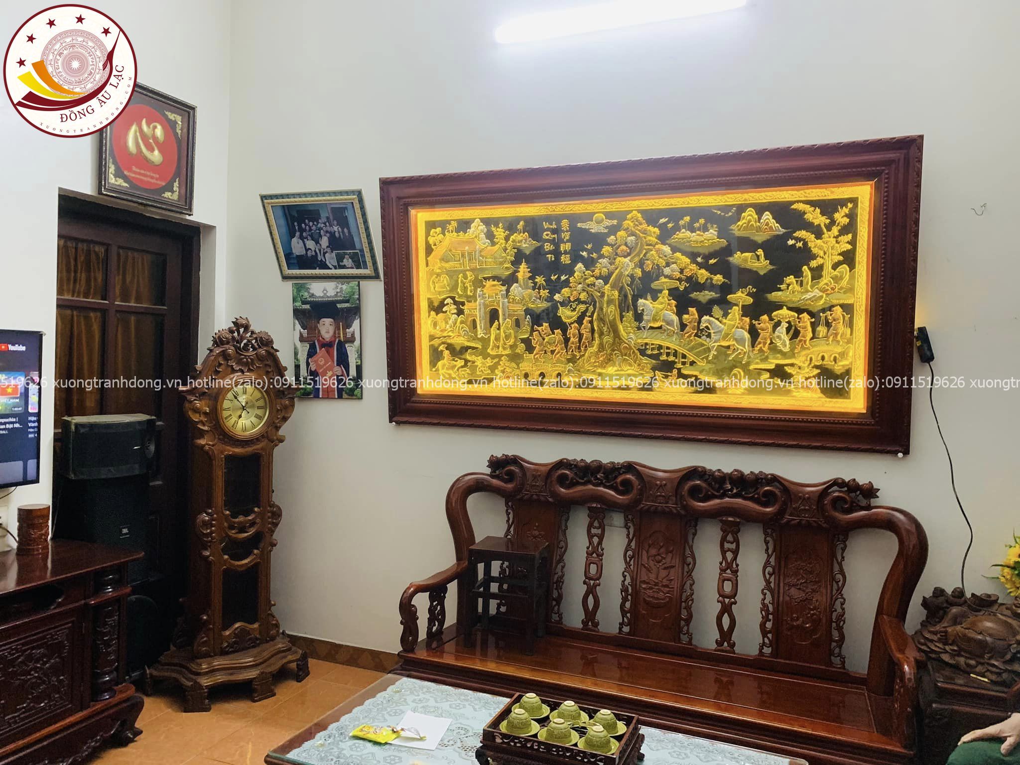 nhan ban tu tranh vinh quy bai to dong vang dat vang bac kich thuoc 2m30x1m20 xuong tranh dong