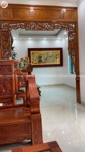 tranh coi nguon que huong bang dong vang dat vang bac khung duc hoa van kt 2m3x1m2