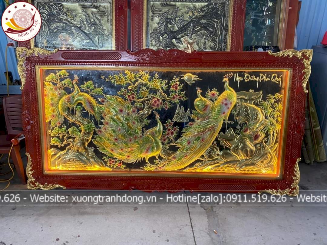 tranh ngoc duong phu quy dong vang dat vang bac khung duc dat khung kich thuoc 2m3x1m2