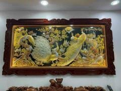 tranh ngoc duong phu quy dong vang dat vang bac khung duc kich thuoc 2m3x1m2