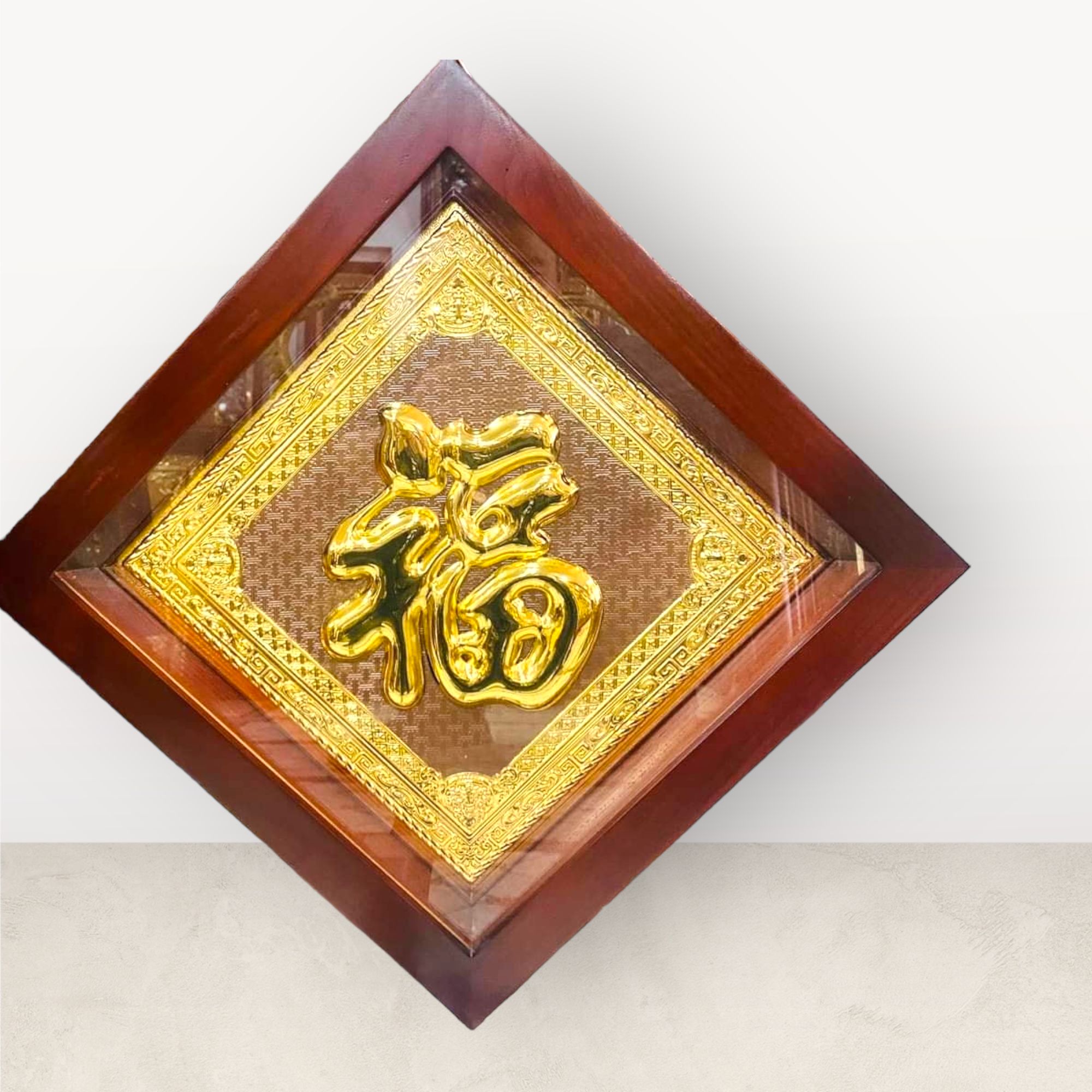 tranh qua tang chu phuc bang dong vang ma vang 24k kich thuoc 48x48cm mau 4 xuong tranh dong