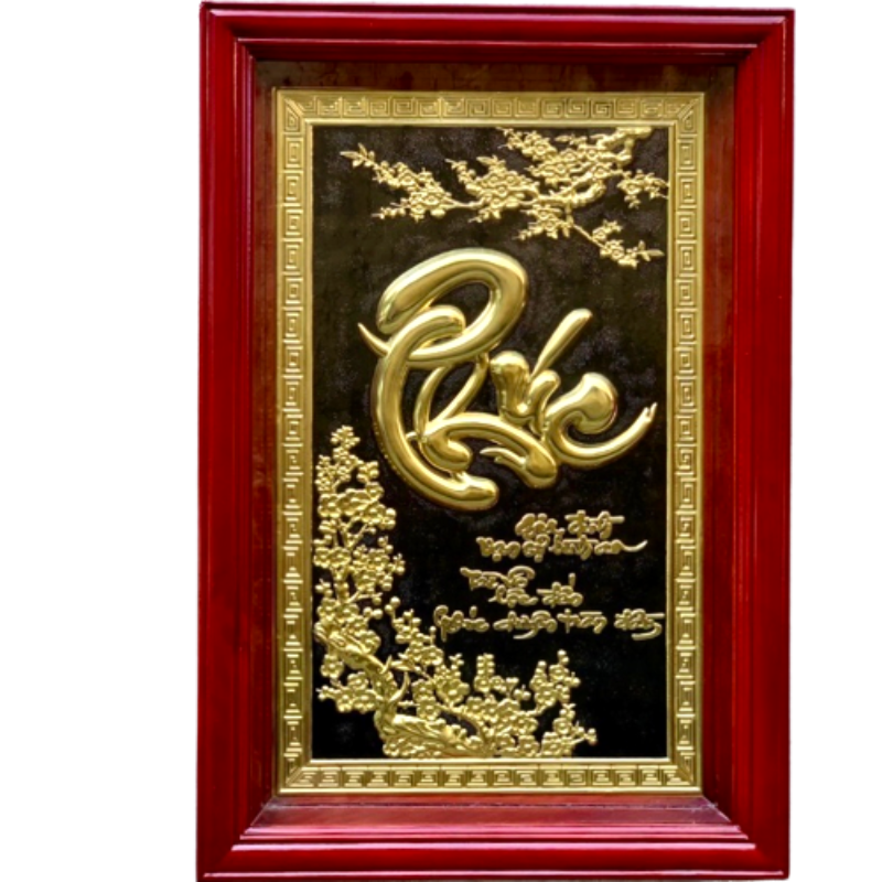chu phuc 55x81cm dong vang nen den khung go soi