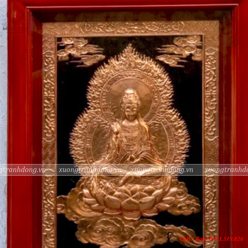 tranh quan the am bo tat 51x71cm dong do nen den khung go soi