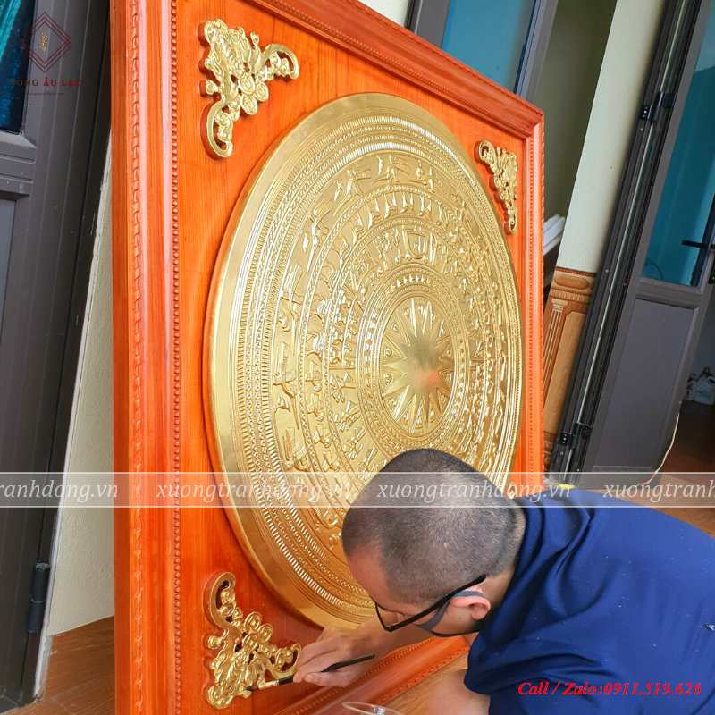 tranh trong dong go doi luc binh kt 1m27 1m27cm dk 1m thep vang 24k