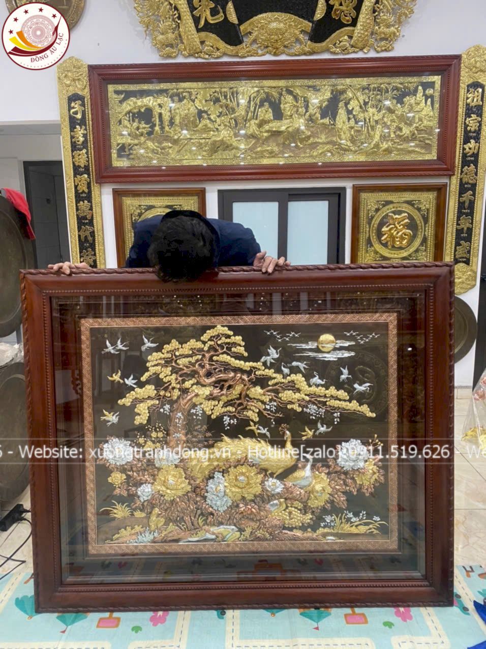 tranh vinh hoa phu quy bang dong do dat vang bac kich thuoc 1m27x88cm xuong tranh dong