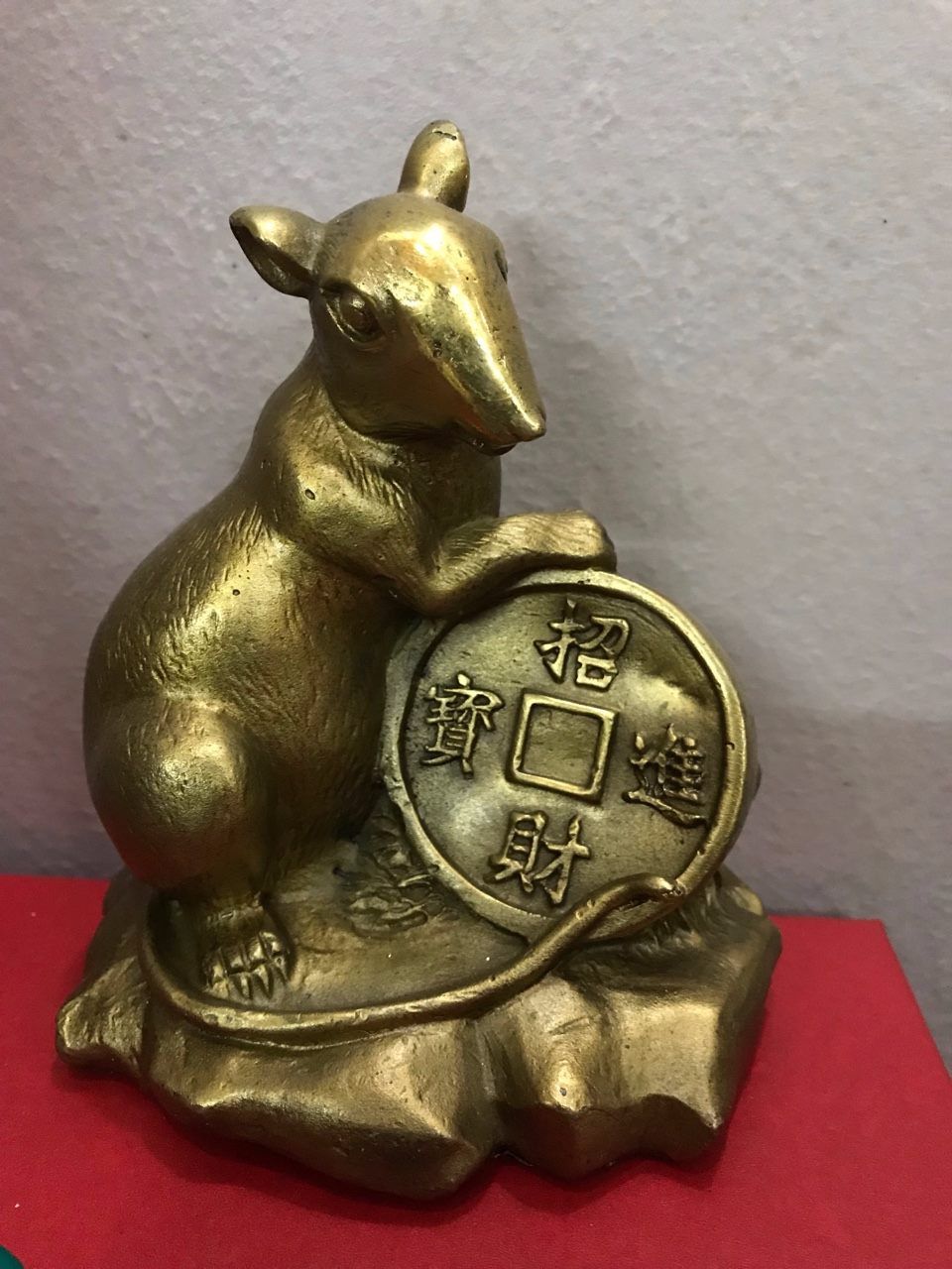 tuong chuot dong vang cao 16cm dai 13cm sau 9 5cm nang 800g xuong tranh dong
