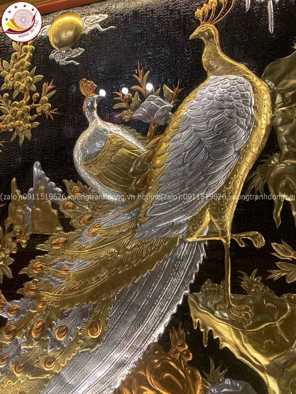 tranh ngoc duong phu quy bang dong vang dat vang bac khung duc kich thuoc 170cmx90cm xuong tranh dong
