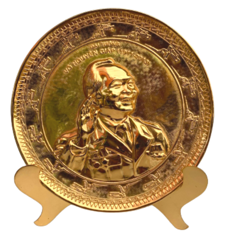 tranh dia bac giap duong kinh 21cm dat vang 24k