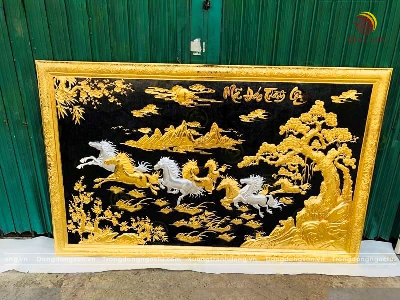 tranh ma dao thanh cong bang dong vang nen den dat vang bac kt 1m97x1m07