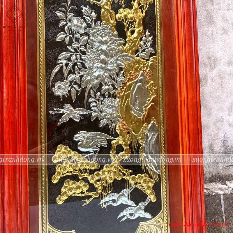tranh tu quy dong vang 41x127cm dat vang bac