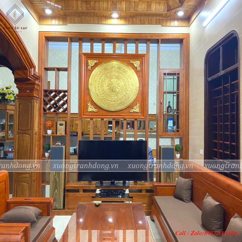 tranh trong dong go doi luc binh kt 1m27 1m27cm dk 1m thep vang 24k